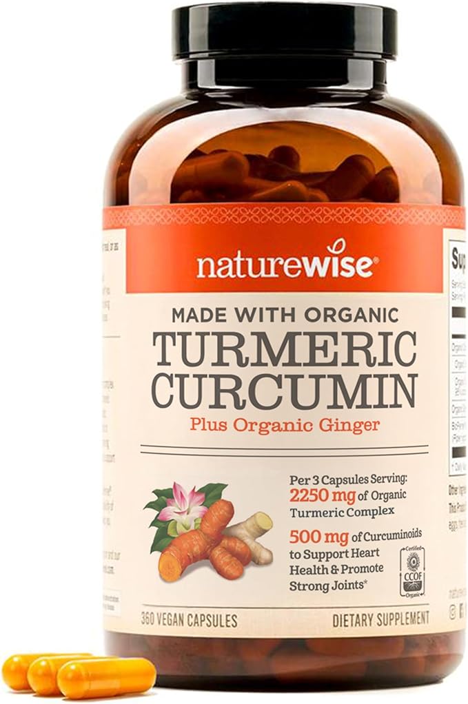 NatureWise Curcumin Turmeric 2250mg - 95% Curcuminoids &amp BioPerine Black Pepper Extract for Advanced Absorption - Daily Joint and Immune Health Support - Vegan Non-GMO 360 Count[120-Day Supply]
