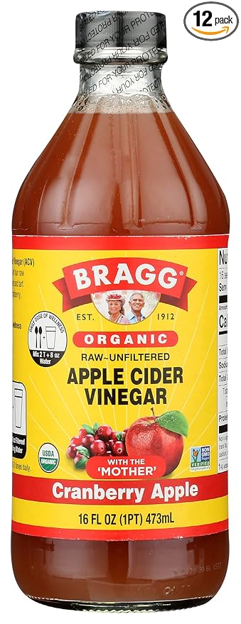 Organic Apple Cider Vinegar Cranberry Apple 16 Fluid Ounce (Pack of 12)