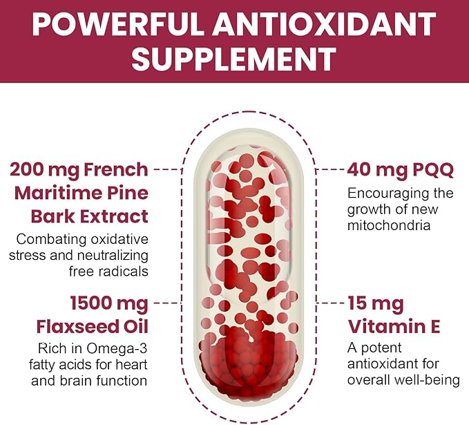 200 mg Pycnogeno with PQQ Premium French Maritime Pine Bark Extract Unique Dual-Delivery for Maximum Absorption Pine Bark Extract for Vascular &amp Heart &amp Joint Function - 60 Vegan Softgels