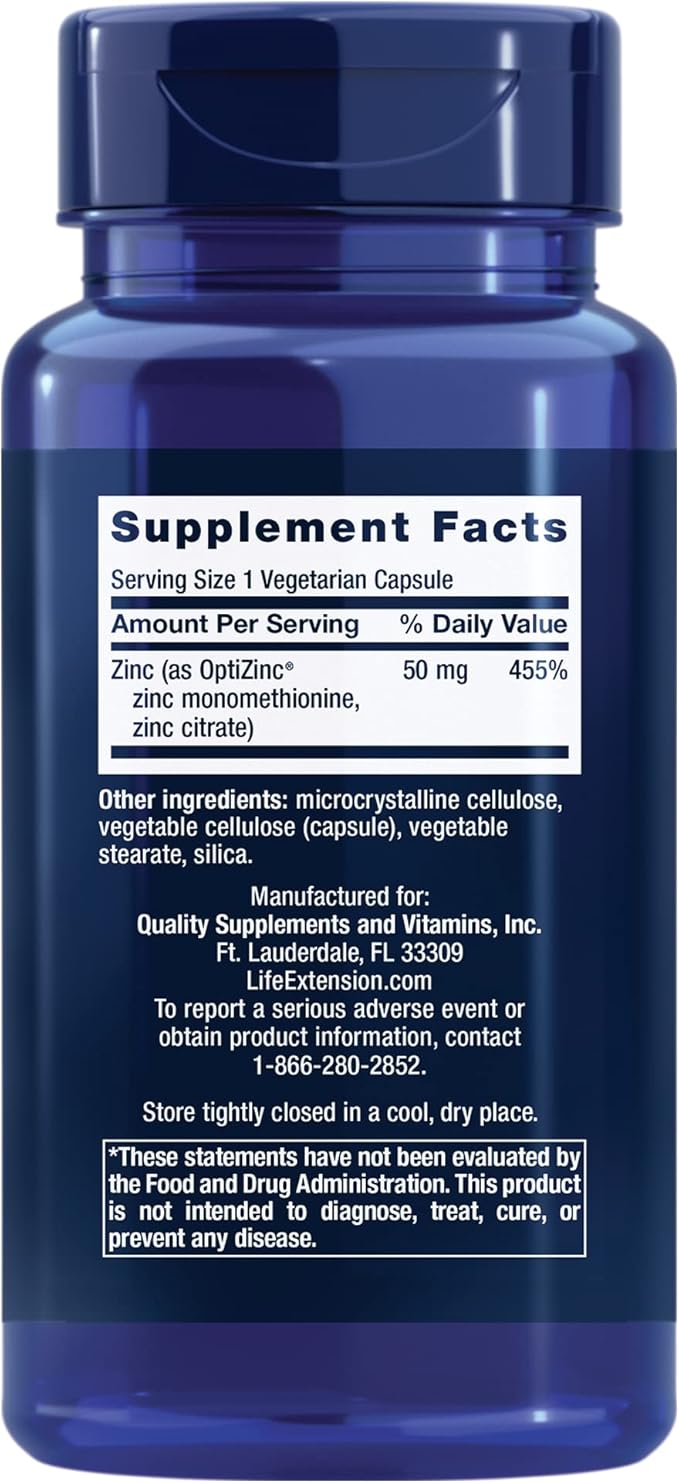 Life Extension One-Per-Day Multivitamin with Over 25 Vitamins Minerals &amp Plant Extracts Plus Zinc Caps Zinc 50 mg 90 Vegetarian Capsules