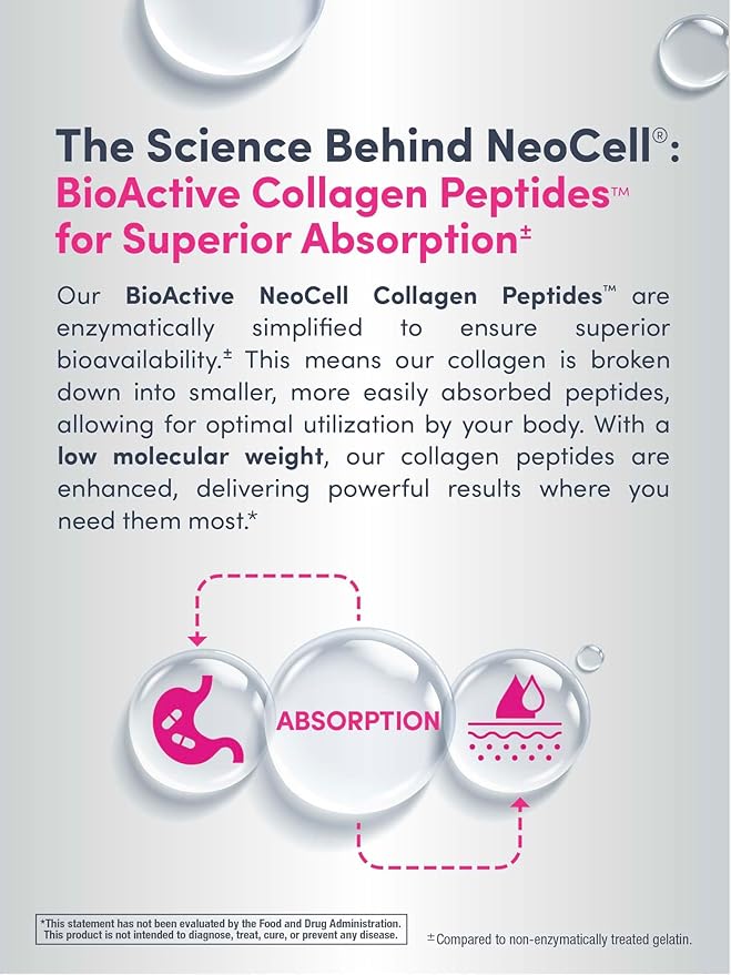NeoCell Collagen Peptides Pills | 270 Caplets | with Vitamin C and Biotin | Grass Fed Bovine | Hair Skin &amp Nails | for Women and Men