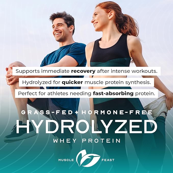 Muscle Feast Hydrolyzed Whey Protein Powder Grass Fed and All Natural Hormone-Free Hydro Whey Powder for Men and Women Gluten Free Non-GMO Delicious Hydrolyzed Protein Powder Chocolate 5lb