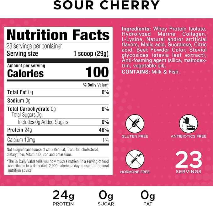 Revolution Nutrition Splash Clear Protein Clear Whey Protein Powder Juice-Type Protein Candy Flavour Collagen 24g Protein Zero Sugar Zero Carb 667g 23 Servings (Sour Cherry 1.47 Pound)