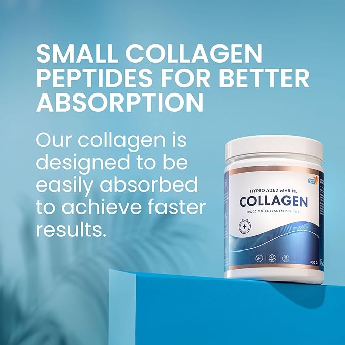Swedish Nutra 10000 mg Hydrolysed Marine Collagen Powder Supplement - 30 Day Supply| Type 1 &amp 3 Collagen Pure Peptides for Healthy Hair Skin Nails Joints I Unflavored | 100% Natural | Sugar-F
