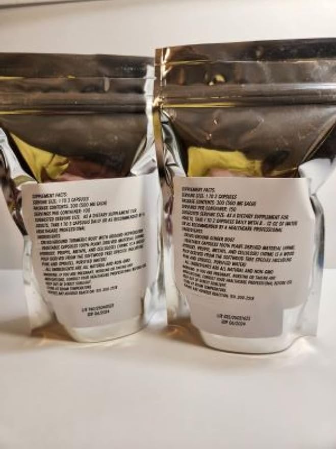 Turmeric Capsule &amp Ginger Root Capsule Value Pack Combo 300 Each! General Wellness Herbal Supplement Fresh On Demand!