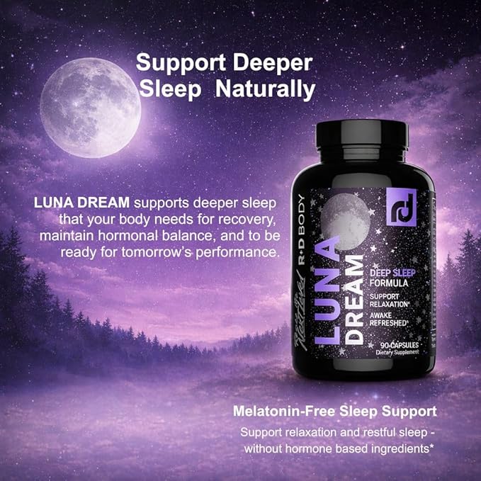 Luna Dream Natural Sleep Supplement for Relaxation &amp Restful Sleep (90 Capsules) - Natural Sleep Aid with Valerian Root Ashwagandha Magnesium L-Tryptophan Lemon Balm &amp More - Melatonin Fr