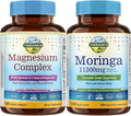 Terranics Magnesium Complex &amp Moringa Capsules Bundle - 500mg 5 Forms Magnesium Glycinate Citrate Malate Aspartate Gluconate + 11300mg Pure Moringa Leaf Powder 120 Capsules Each