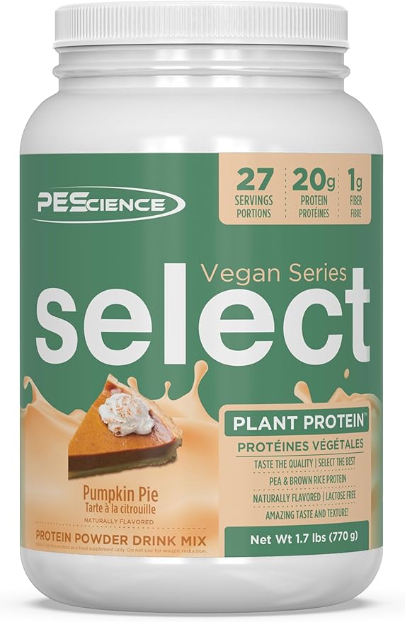 PEScience Select Vegan Protein Powder Plant Based Protein Powder Amazing Taste Smooth Texture Pea and Brown Rice Blend Dairy Free Lactose Free Gluten Free - Pumpkin Pie 27 Servings