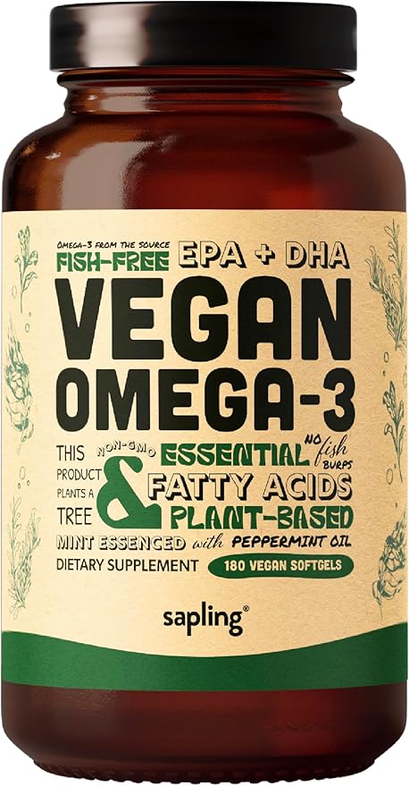 Vegan Omega 3 60 Softgels &amp 180 Softgels Bundle - Plant Based DHA &amp EPA Fatty Acids - Carrageenan Free Alternative to Fish Oil Supports Heart Brain Joint Health - Sustainably Sourced Algae