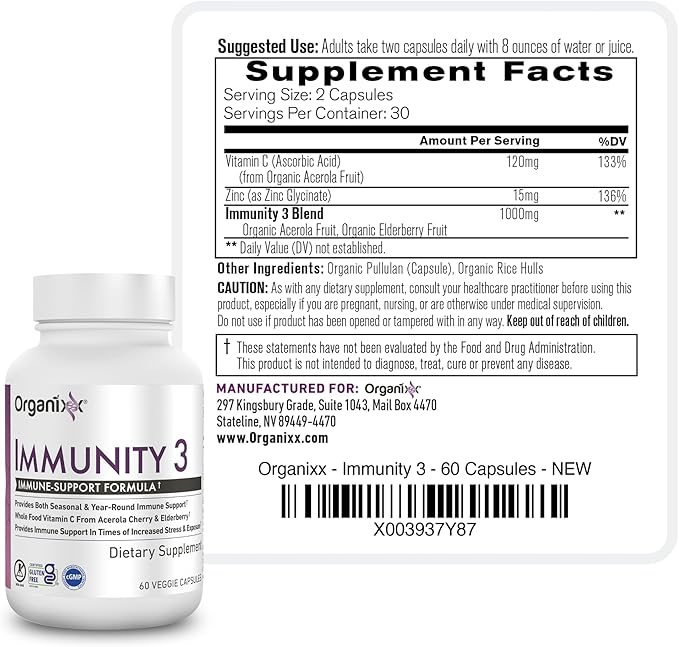Organixx Turmeric 3D &amp Immunity 3 Bundle Organic Turmeric Ginger &amp Ashwagandha Plus Vitamin C Zinc &amp Elderberry Supports Immune Digestive &amp Joint Health Non-GMO Gluten Free 60