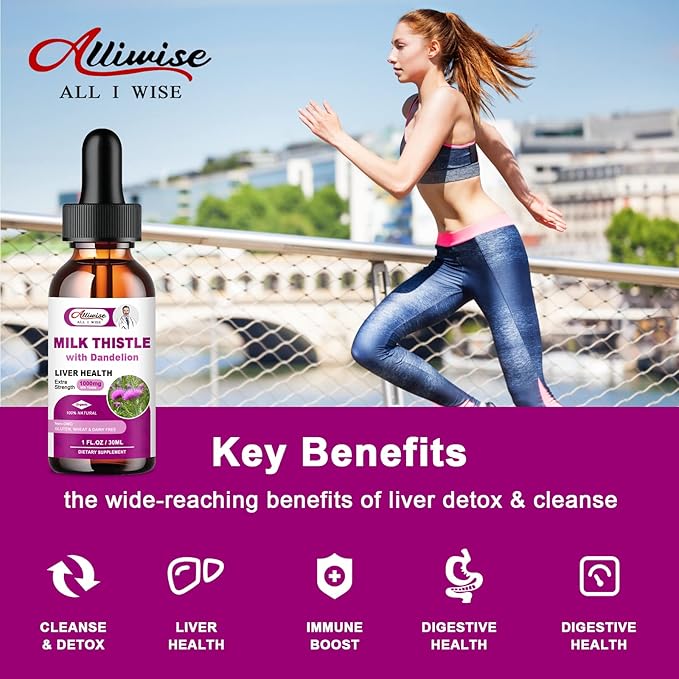 Liver Health Support Liquid 2 Pack600mg Milk Thistle 80% Silymarin Extract &amp 250mg Dandelion Root Extract Liver Cleanse Detox &amp Repair Fatty Liver Formula Vegan Non-GMO and All-Natural