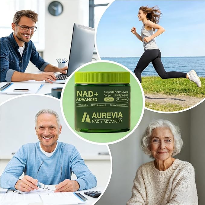 Aurevia NAD Advanced Supplement Aurevia NAD+ Advanced 500mg Liposomal for Energy &amp Cellular Health - Women &amp Men 60 Capsules (2pcs)