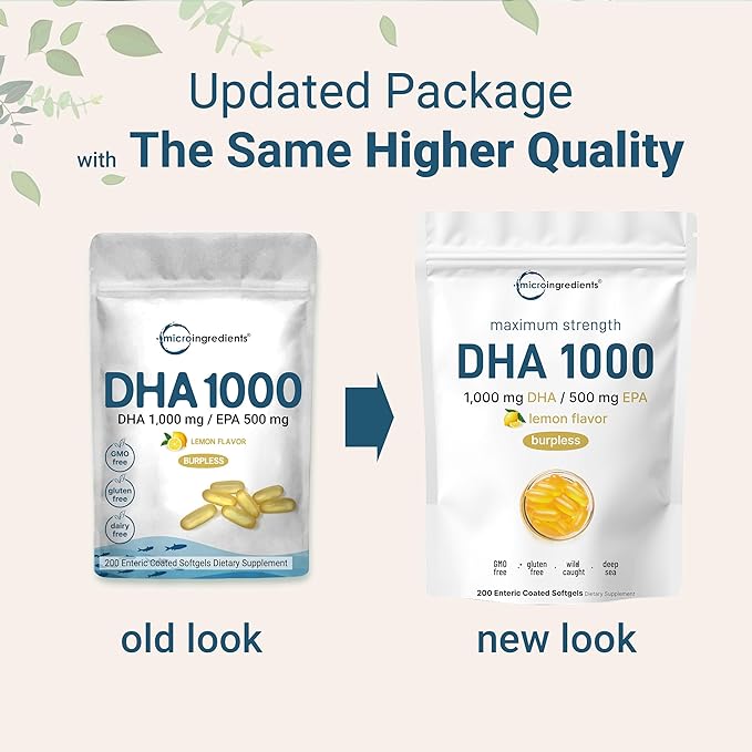 Omega 3 Fish Oil DHA Supplements 1000mg with EPA 500mg 200 Softgels – Lemon Flavored Burpless (Enteric Coated) | Deep Sea Fresh Fish Wild Caught from Norwegian Waters | Mercury Free