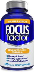 Focus Factor Adults Brain and Vision Supplement 120 Count - Eye Vitamin Mineral Supplement &amp Complete Multivitamin w/Lutein &amp Zeaxanthin – Brain Supplement for Focus Concentration Memory