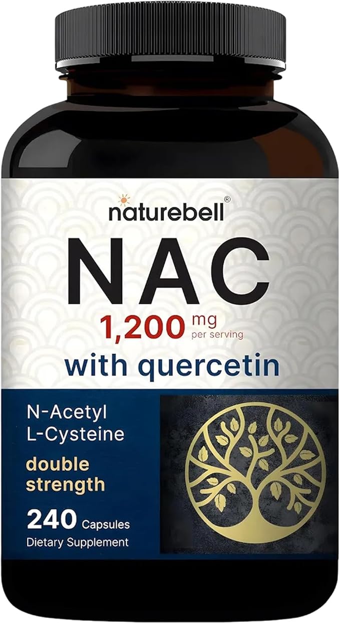 NatureBell NAC 1200mg with Quercetin - 240 Capsules - N-Acetyl Cysteine - Antioxidant Supplement for Cellular Health - Supports Liver Lung &amp Immune Function*