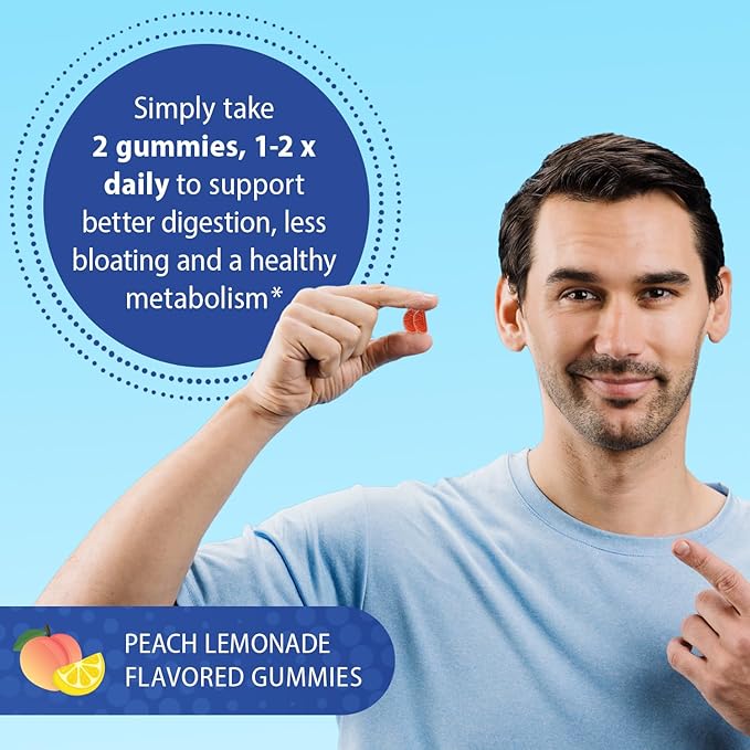 Florastor Prebiotic and Probiotic Gummies Digestive and Metabolic Support Probiotic Blend for Multi-Action Digestive Health Care with Vitamin B12 112 Gummies
