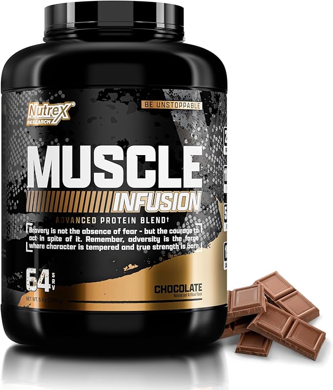 Nutrex Research Whey Protein Powder Chocolate Muscle Infusion Whey Isolate w/EAA &amp Hi BCAA for Muscle Gain - 5 Pounds - Muscle Builder for Men &amp Women Sports Nutrition Delicious Taste &amp