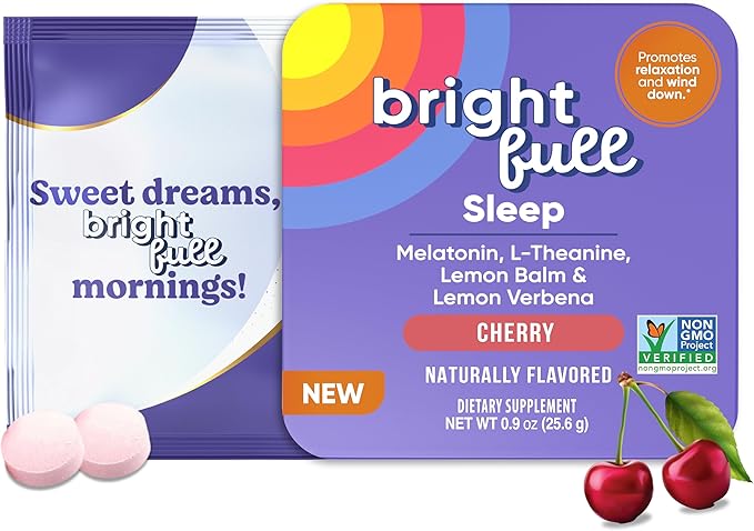 Natural Sleep Aid with Melatonin Ashwagandha Lemon Balm &amp L-Theanine – Cherry 32 Chewable Tablets + BlackBerry 32 Chewable Tablets