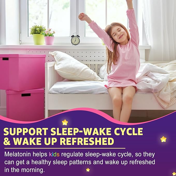 Kids Sleep Gummies Kid Calcium Gummies + D3 Sleep Aid Kid Ashwagandha Gummy Phosphatidylserine L-Theanine for Brain Focus Unwind Sweet Dream Magic Supplement for Kids Parents 2Pack