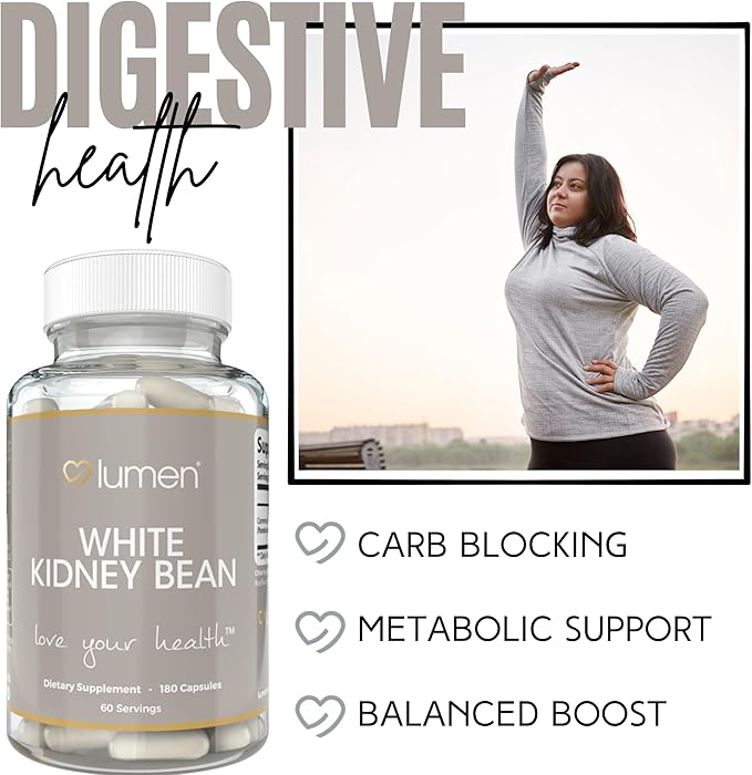Lumen Naturals White Kidney Bean for Women - 1800mg Per Serving - Veggie Capsules - 180 Count - 60 Servings
