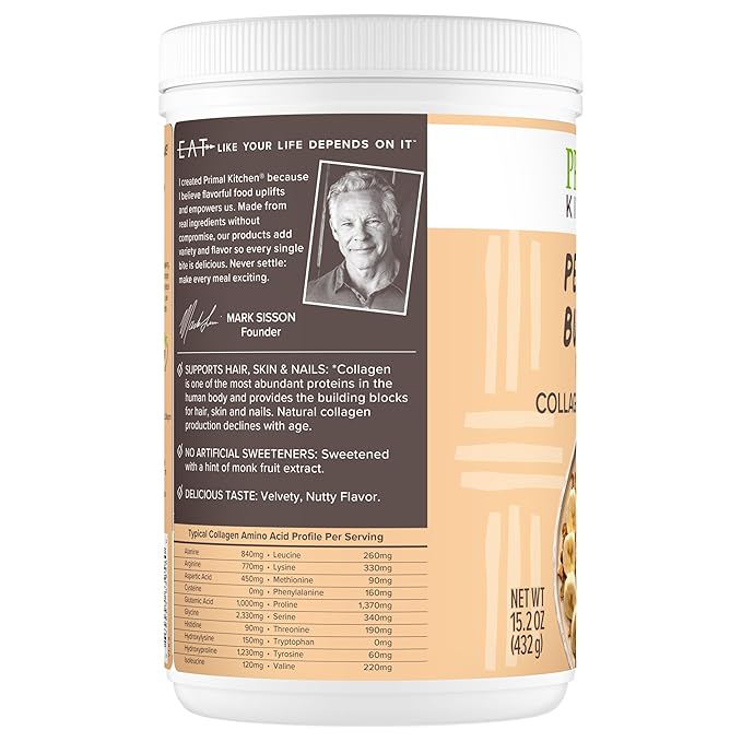 Primal Kitchen Peanut Butter Flavor Collagen Fuel® Drink Mix Collagen Peptides No Dairy 14.3 Ounces