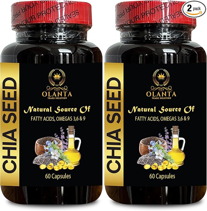 Plant Based Omega 3 6 9 Supplement and Daily Fiber Capsules – Non-GMO Superfood for Energy and Digestive Support – Plant-Based Omega-3 Source - 2 Bottles 120 Capsules
