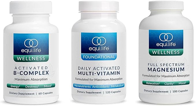Equilife - Activated B Complex (60 ct.) Full Spectrum Magnesium (180 ct.) Daily Activated Multi-Vitamin (30 Servings)