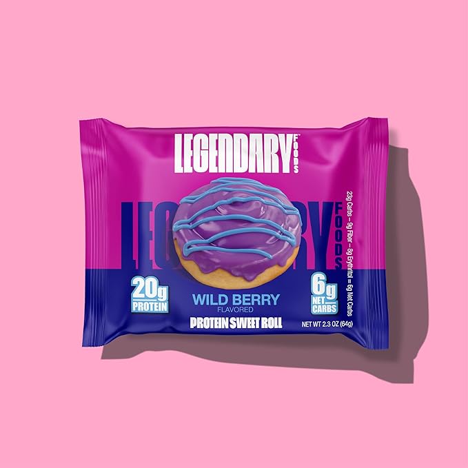 Legendary Foods Cinnamon Roll 22g Protein Bars – Gluten-Free Low Carb Meal Option – Sweet Zero Sugar Snack Keto-Friendly – 10-Pack High Protein Pre- or Post-Workout Nutrition Bars Wild Berry
