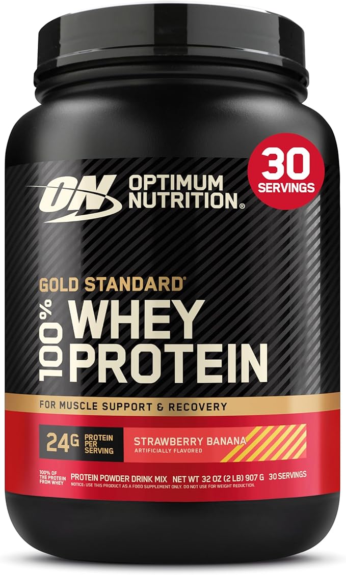 Optimum Nutrition Gold Standard 100% Whey Protein Powder Strawberry Banana 2 Pound (Packaging May Vary)