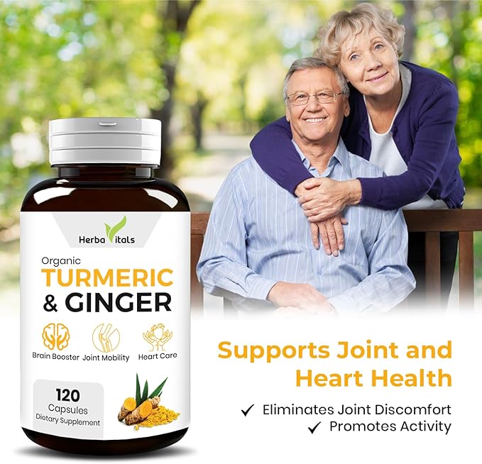 Turmeric and Ginger Capsules| Turmeric Curcumin with Ginger(120 Capsules) 500mg|Best Turmeric with Ginger Supplement|3rd Party Lab Tested