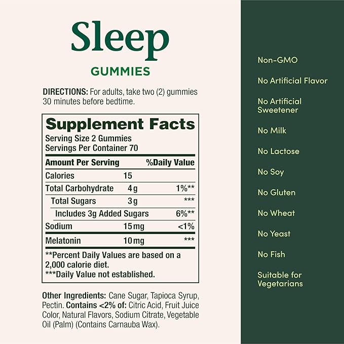 Nature's Bounty 10 mg Melatonin Gummy 100% Drug Free Sleep Supplement 10 mg Blueberry 140 Ct (Pack of 2)