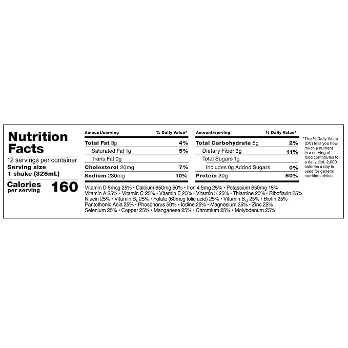 Equate Easy-to-drink shakes Meal Replacement 30g Protein Low Sugar Gluten Free Lactose Free Nutritional Shake Ready to Drink for Workout Recovery and Muscle Gain 11 oz