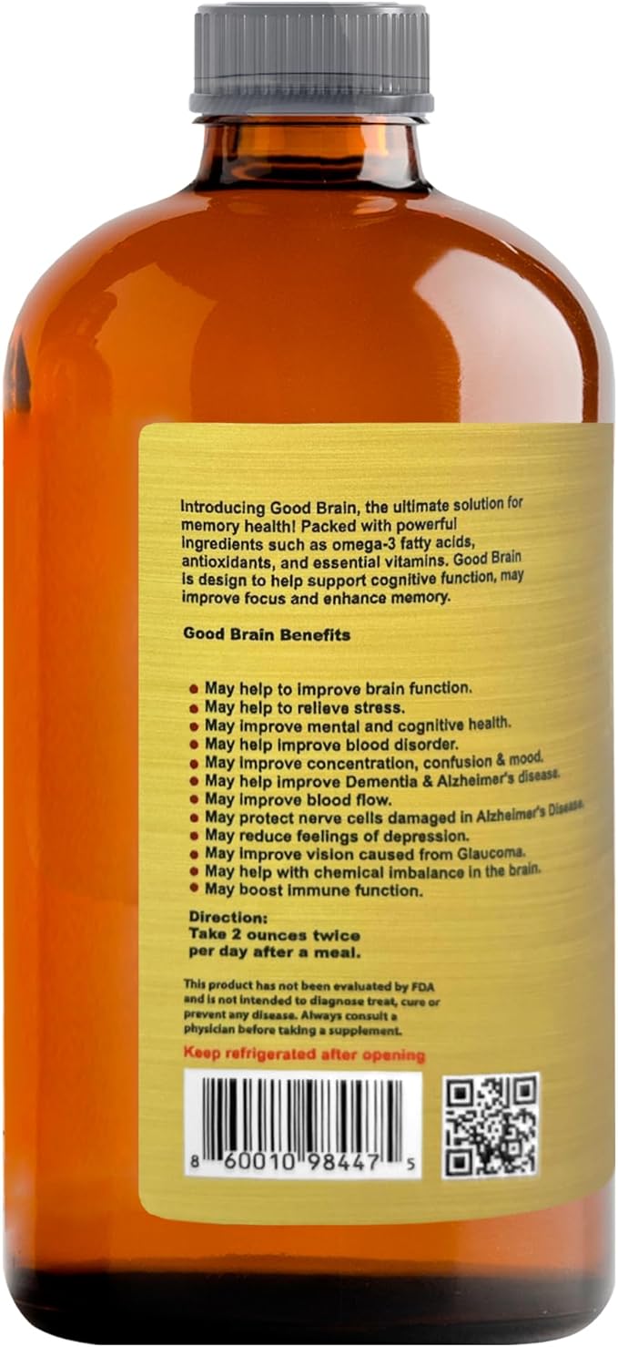 LiquidBlenz Good Brain Tonic Herbal Brain Health Support Drink 32 oz Liquid Botanical Blend with Ginkgo Lion’s Mane &amp Adaptogens – Natural Focus &amp Clarity Tonic