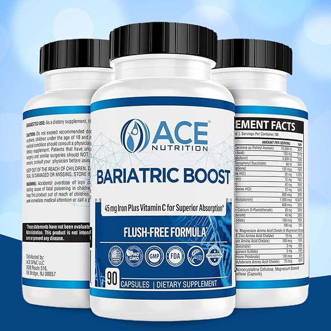 Bariatric Boost One-A-Day Multivitamin 90 Day Supply with 45mg Iron Post Gastric Bypass Sleeve Surgery | Non-GMO Gluten Free Bariatric Multivitamin Made in USA |