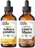 Wild &amp Organic Ashwagandha Tincture 4 fl oz &amp Lion's Mane Tincture 4 fl oz