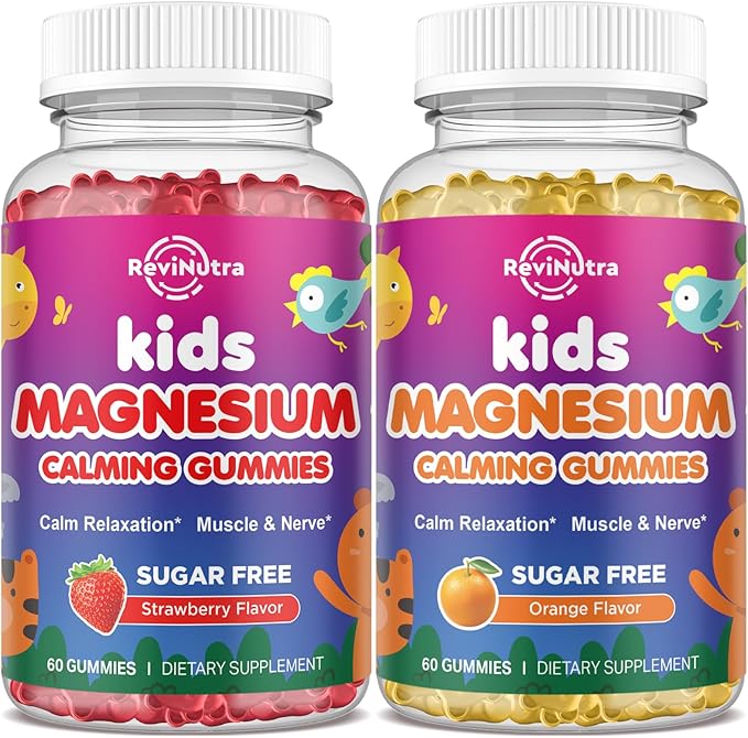 2 Pack Magnesium Glycinate Gummies for Kids &amp Adults Stawberry &amp Orange Flavor
