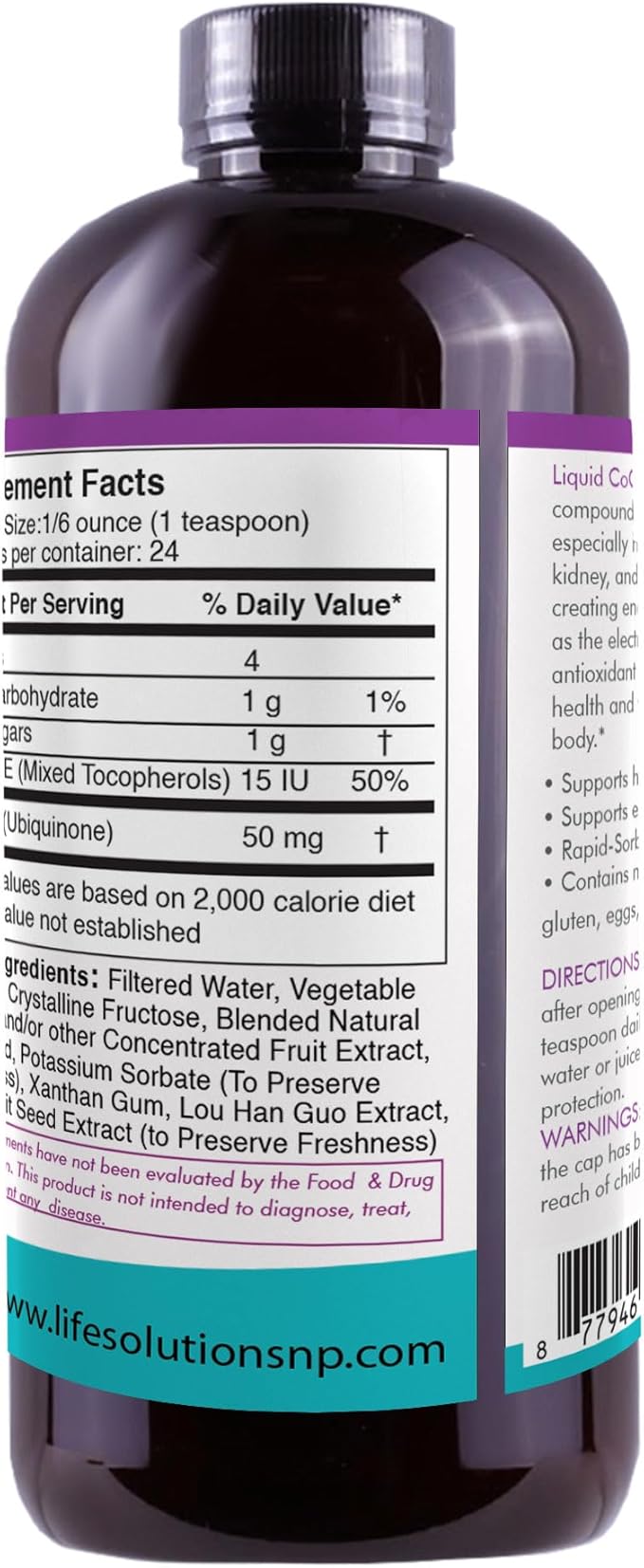Life Solutions Liquid CoQ10 – High Absorption Coenzyme Q10 Supplement for Energy Heart Health &amp Antioxidant Support – 50 mg per Serving 4 oz Bottle