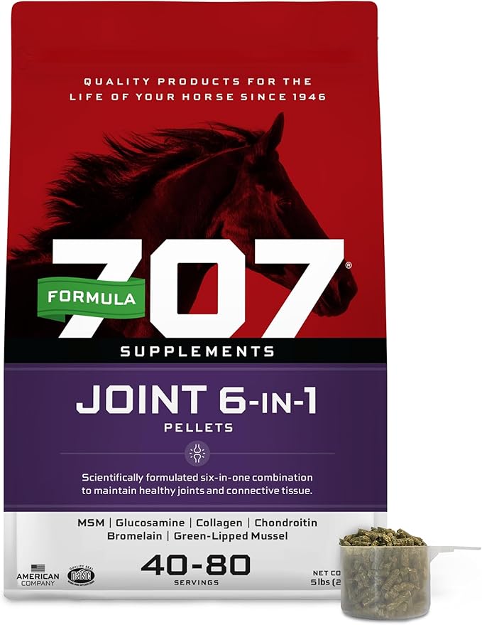 Formula 707 Joint 6in1 Equine Supplement 5 lb Bag - Support for Joint Integrity and Inflammatory Response in Horses - Green-Lipped Mussel MSM Glucosamine Chondroitin &amp Collagen