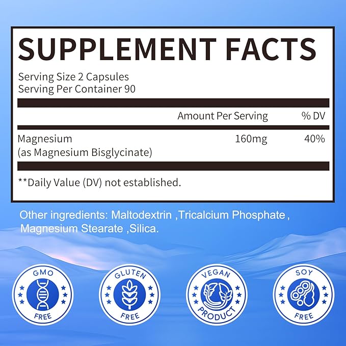 iMATCHME Magnesium Bisglycinate 100% Magnesium Supplement Support to Sleep &amp CalmnessHeart Healthy Muscle &amp Bones Maximum Absorption180 Capsules