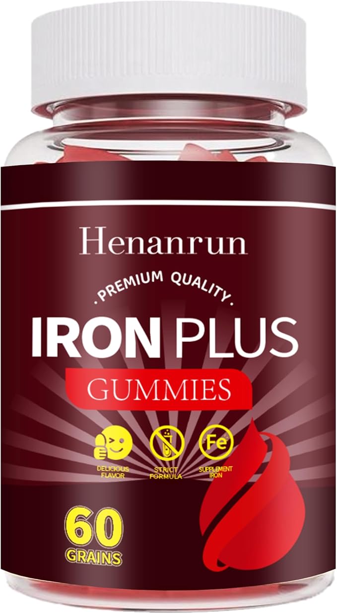 Vegan Iron Gummies for Adults - 60 Count Gentle &amp Delicious Iron Supplement with Vitamin C &amp B12 - Supports Energy &amp Iron Absorption