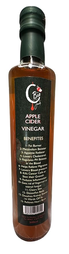 C Bio Apple Cider Vinegar 500 ML Raw Unfiltered - Imported Lebanon