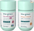 True Grace One Daily Women’s Multivitamin 40+ (30 Vegan Tablets) &amp Omega-3 Fish Oil (60 Softgels) - Gluten Free Soy Free Organic - 30-Day Supply of Each