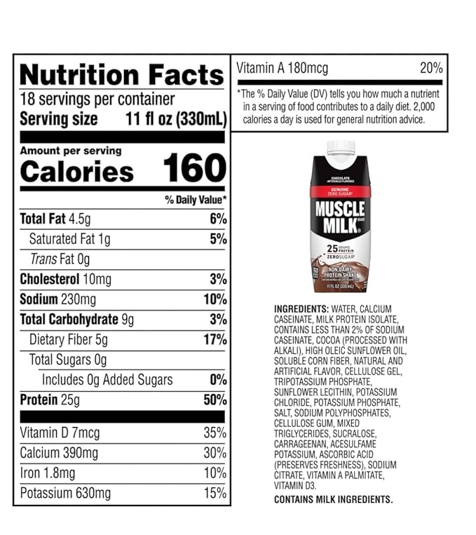 Muscle- Milk High Protein Chocolate Shake 25g Protein 11 fl oz Bottles (18 Pack) – Custom bundled by MOOCHI