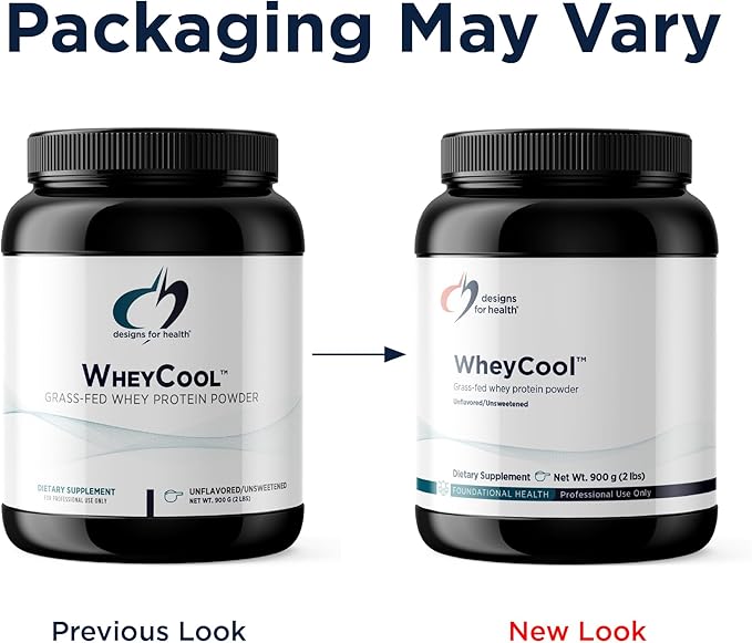 Designs for Health WheyCool - Grass Fed Whey Protein Powder Supplement with 22g Protein May Support Athletes Muscles + Energy - Non-GMO + Gluten-Free Unflavored + Unsweetened (30 Servings / 900g)