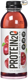 Protein2o 15g Whey Protein Infused Water Wild Cherry Splash 16.9 oz Bottle (Pack of 12)