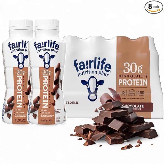 High Protein Chocolate Nutrition Shake – 30g Protein per Bottle | 6 Pack8 Pack 12 Pack (11.5 Fl Oz) | Only 2g Sugar &amp 150 Calories | Enriched with 8 Naturally Occurring Vitamins &amp Minerals |