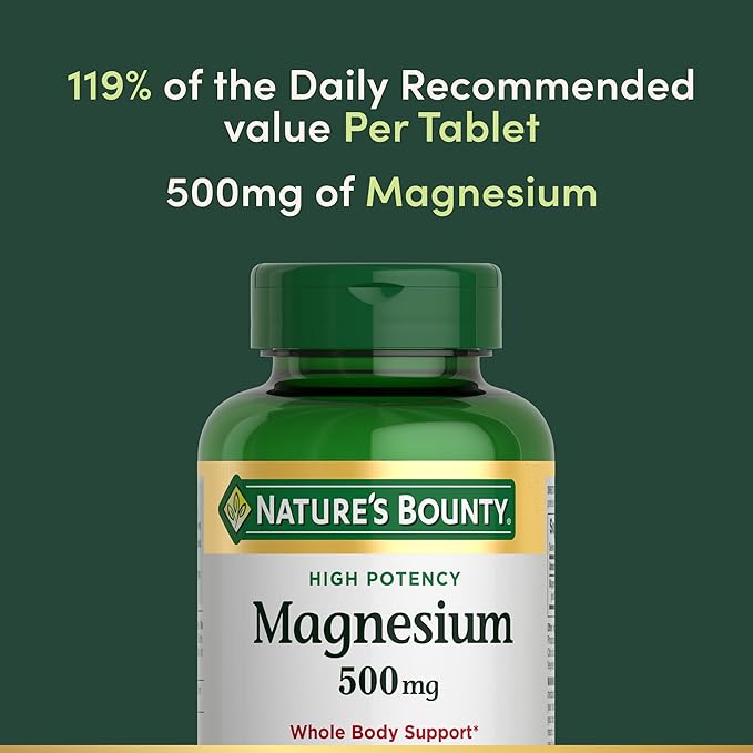 Nature's Bounty Magnesium Supplements 500mg TabletsSupport Bone &amp Muscle Health200 Count (Pack of 4)