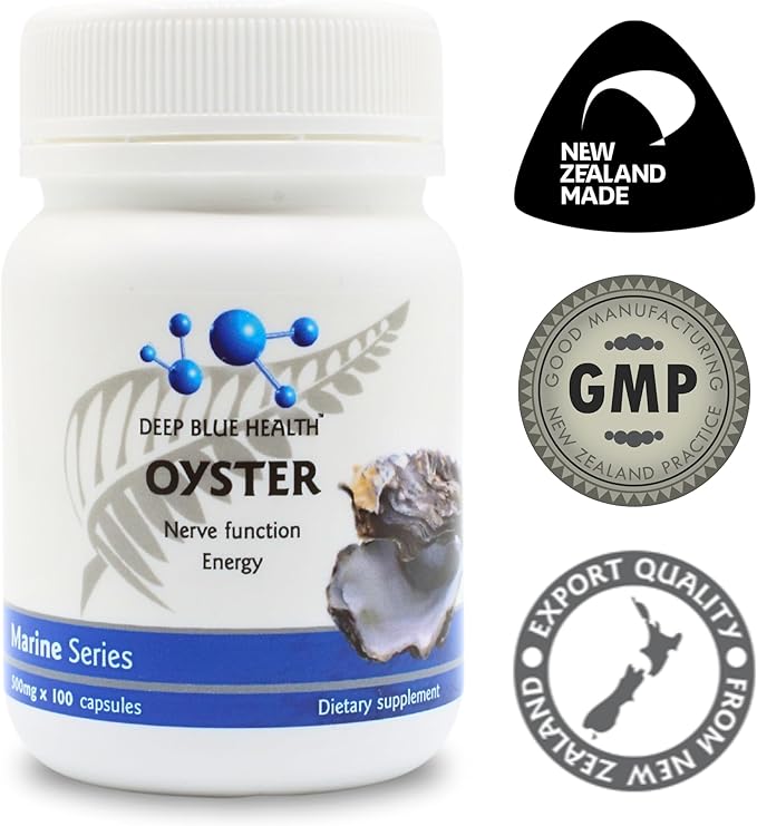 New Zealand Oyster Extract Powder - 500mg x 100 Capsules - Zinc Supplement Pills for Men and Women - Supports Immune Health Energy and Nerve Function w/ Green Lipped Mussel