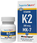 Superior Source Vitamin K2 MK-7 (Menaquinone-7) 300 mcg - Bone Strength &amp Health Support Supplement - Aids Healthy Heart Function - Bariatric-Friendly - 60 Sublingual Dissolving Tablets