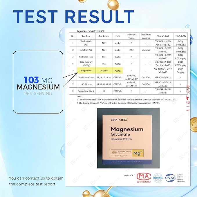 Magnesium Glycinate Liquid Pouches for Deep Sleep &amp Anxiety Relief Liposomal Magnesium Supplement with Vitamin B6 for High Absorption Brain Health Vanilla Cream 15 Pack